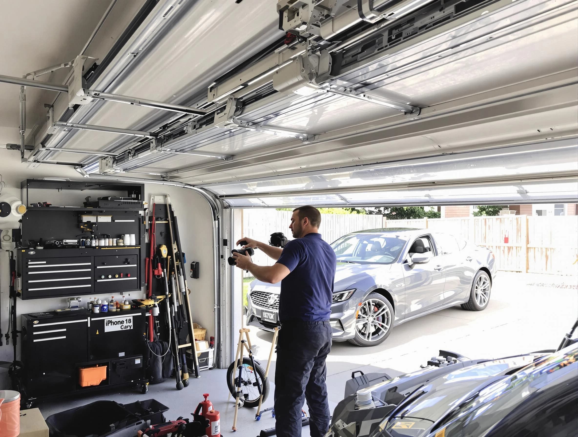 Framingham Garage Door Repair technician fixing noisy garage door in Framingham