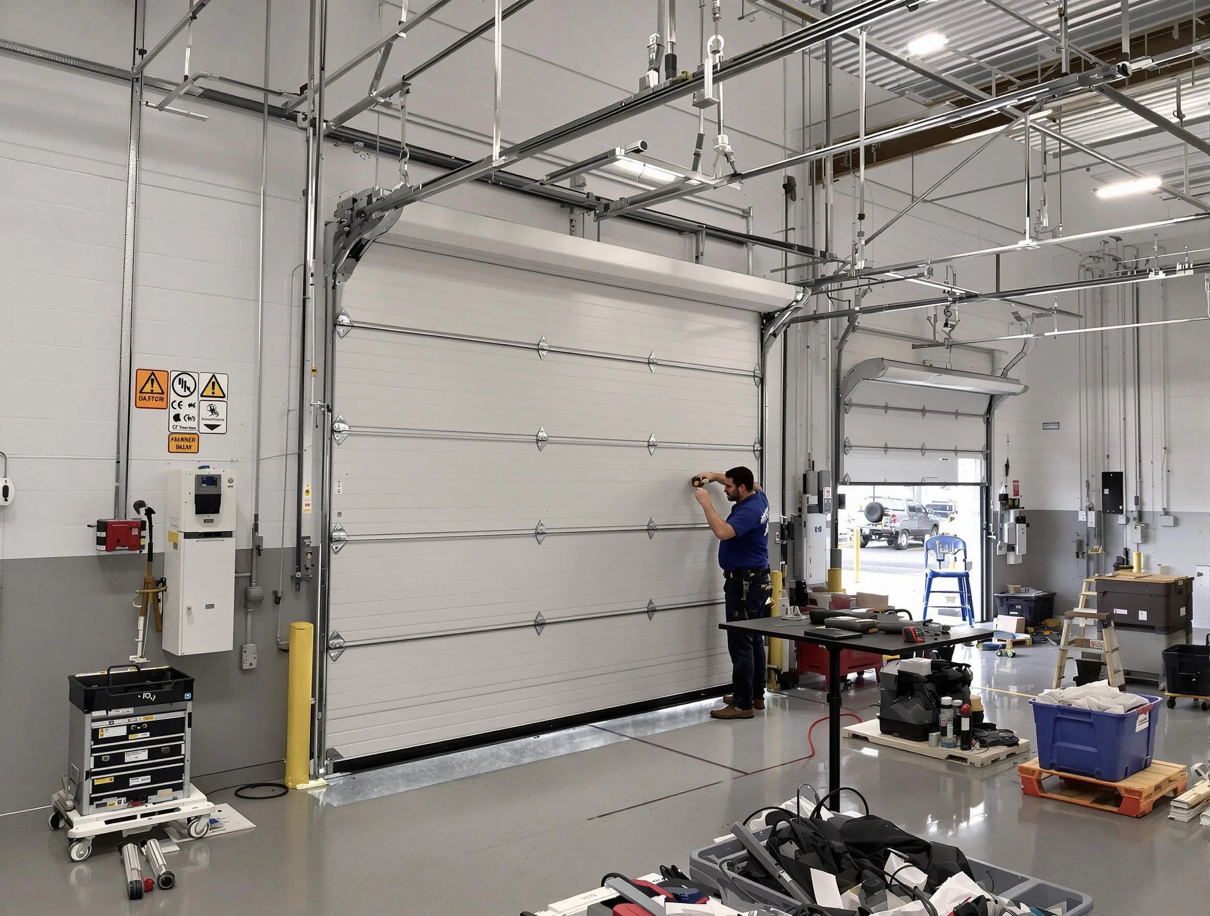 Commercial garage door repair being performed by Framingham Garage Door Repair expert in Framingham